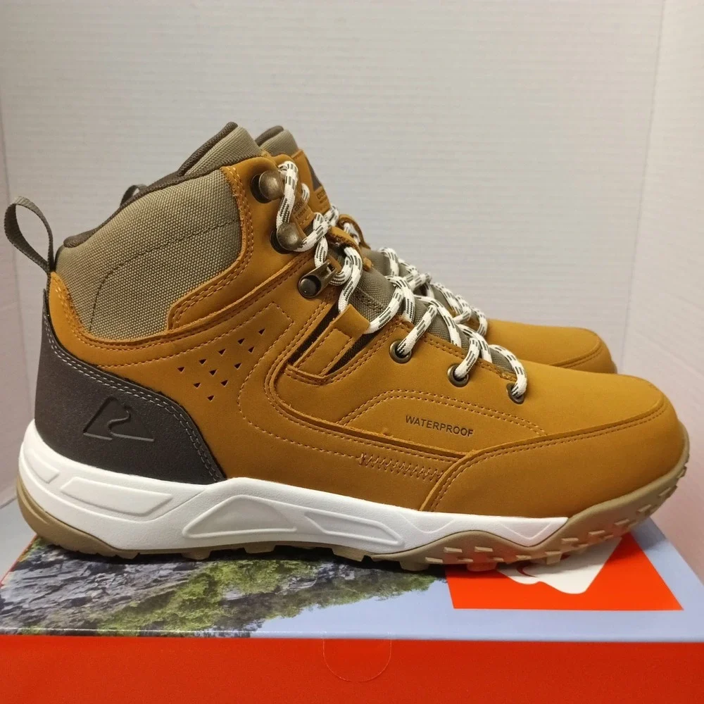 Ozark Trail Men Size 9.5 Sport Hiker Shoes Waterproof Hiking Boots Wheat Leather